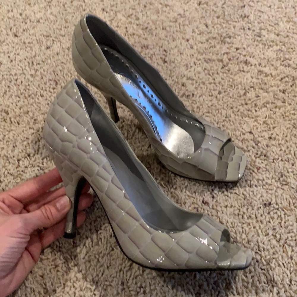 Bcbg grey croc heels
